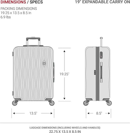 SwissGear 7272 Energie Expandable Hardside Luggage with Spinner Wheels and TSA Lock, Gunmetal, Carry-On 19-Inch