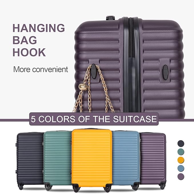 Travelhouse Luggage Sets, Expandable Hardside Suitcases 24in/28in, Carry on 20in,3 Piece Set Travel Luggages Clearance with Double Spinner Wheels TSA Lock Lightweight (Purple-85)