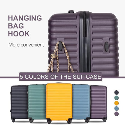 Travelhouse Luggage Sets, Expandable Hardside Suitcases 24in/28in, Carry on 20in,3 Piece Set Travel Luggages Clearance with Double Spinner Wheels TSA Lock Lightweight (Purple-85)