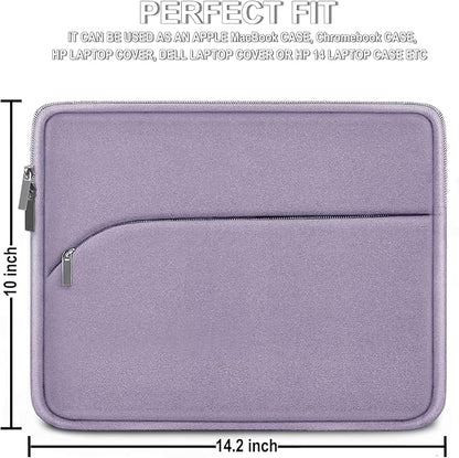 Laptop Sleeve 14 inch, Slim Portable Monitor Protective Cover with Front Pocket, Traveling Carrying Laptop Case Compatible for MacBook Air/Pro, HP, Dell, Lenovo, Acer, Lavender