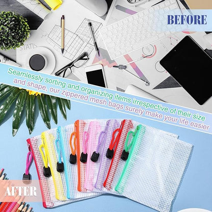 Jetec 32 Pcs Mesh Zipper Bags Toy Storage Bikini Organizer Bag Bolsas Para Guardar Trajes De Bano Waterproof Zipper Reusable Pouch Puzzle Multipurpose for Storage Office(Stylish Color,5.1 x 4.1 Inch)