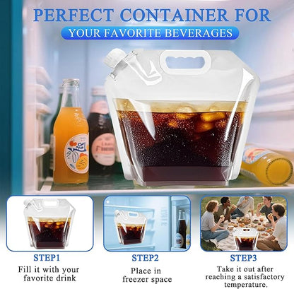 4 Pack Collapsible Water Jugs, 1.3/2.6 Gallon - Freezable, BPA Free Clear Plastic Water Bag with Handle for Outdoor, Camping, Emergency, Hiking - Leakproof Collapsible Water Container Bags(4 x 10L)