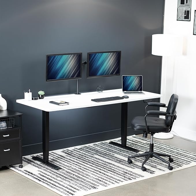 VIVO Electric 71 x 30 in Dual Motor Sit Stand Desk, Memory Height Adjustment, 2B Series, White Top Black Frame, DESK-KIT-2B7W