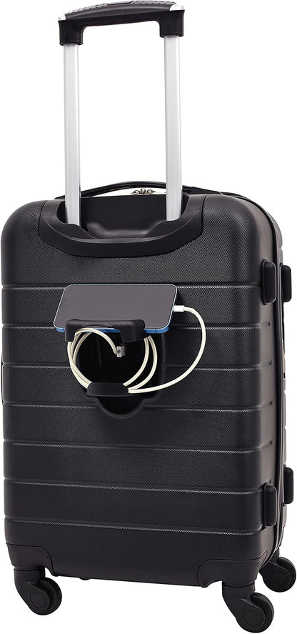 Wrangler Smart Luggage Set with Cup Holder and USB Port, Black, 3 Piece Set