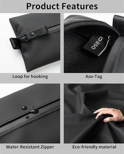 Water-Resistant Zipper Pouch, Made in Japan, Multipurpose Organizer with Pockets for Cords, Essentials, Toiletries, Cosmetics, and Travel Accessories, Eco & Durable Materials, TOFTPOUCH, Medium, White