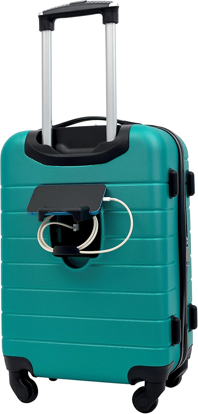 Wrangler Smart Luggage Set with Cup Holder and USB Port, Teal, 2 Piece