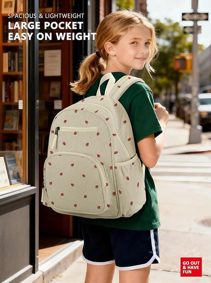 Corduroy Toddler Backpack for Girls 2-5, Preschool Kindergarten Backpack - Cute Kids Backpacks for Girls 13.7" H Fit Folder
