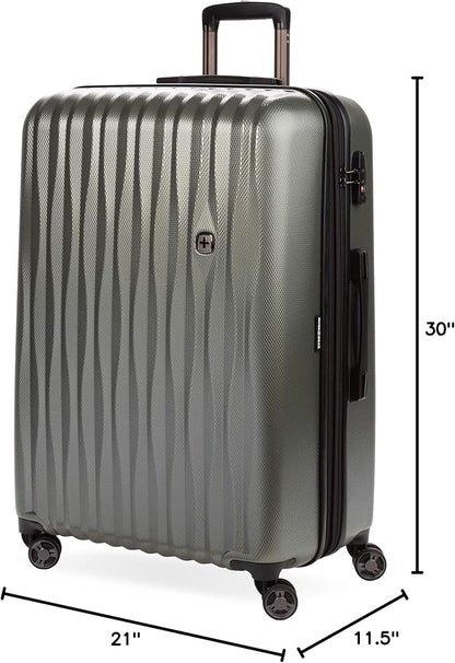 SwissGear 7272 Energie Expandable Hardside Luggage with Spinner Wheels and TSA Lock, Gunmetal, Checked-Large 27-Inch