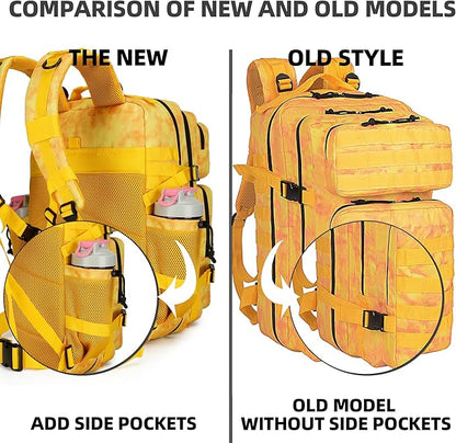 45L Tactical Assault Backpack 3 day assault pack with Molle Waterproof backpack Rucksack for Tactical Backpacks (Yellow)