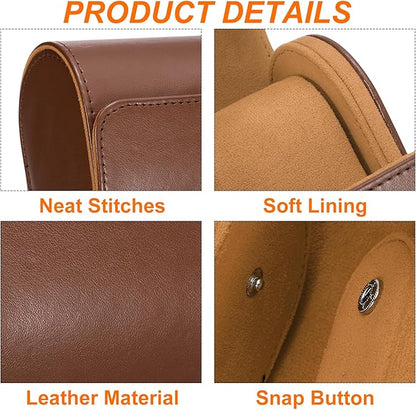 HARFINGTON Watch Roll Travel Case 3 Slot Portable Leather Watch Case for Men and Women, Watches Storage Organizer with Removable Pillows for Traveling, Display, Home Storage, Brown