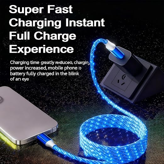 USB Cable PD Fast Charger Lighted Up (USB C TO C Starry Blue)Mobile phone data cable, charging cable, supports data transfer, 39-inch, TPE material, compatible with almost all Type-C devices.