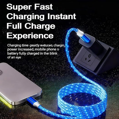 USB Cable PD Fast Charger Lighted Up (USB C TO C Starry Blue)Mobile phone data cable, charging cable, supports data transfer, 39-inch, TPE material, compatible with almost all Type-C devices.