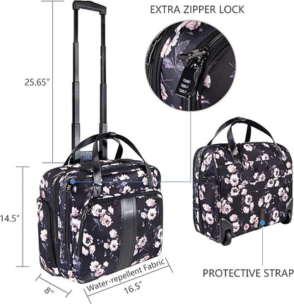 KROSER Rolling Laptop Bag Premium Rolling Laptop Briefcase Computer Bag Fits Up to 15.6 Inch Laptop Overnight Bag with RFID Pockets for Travel/Business/Women