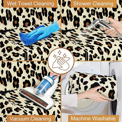 Backseat Cover for Dogs, Waterproof and Non-Slip Pet Bench Seat Covers, Car Seat Protector for Back Seat, Universal Size Rear Car Seat Cover Fits Cars, Trucks and SUVs, L-Leopard&Black