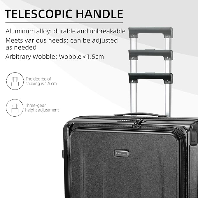 Premium Carry On Luggage, 20 Inch Top Opening Aluminum Frame Lightweight Airline Approved ABS+PC Hard Shell Suitcases with Silent Wheels, TSA Lock, Front Pocket and Wet-dry Separated Six-piece Set