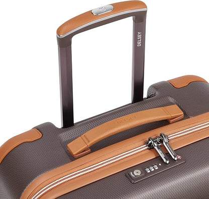 DELSEY PARIS Chatelet Air 2.0 Hardside Luggage with Spinner Wheels, Chocolate Brown, Checked-Medium 24 Inch