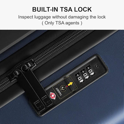 LEVEL8 Trunk Luggages, 28 Inch Luggage with Spinner Wheels, Luminous Textured Checked Large Hard Shell Lightweight with Tsa Lock, Navy