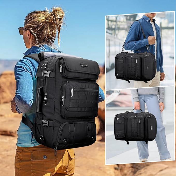 PIJUSHI Travel Backpack for Women Men Carry on Duffle Bag Backpack For Airplanes Luggage Rucksack with Shoe Compartment(PE048 Classic Black)