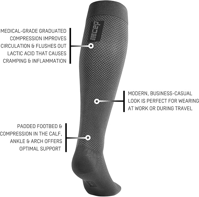 CEP Men’s Allday Knee High Compression Wool Socks - Business, Dress, Travel Long Socks