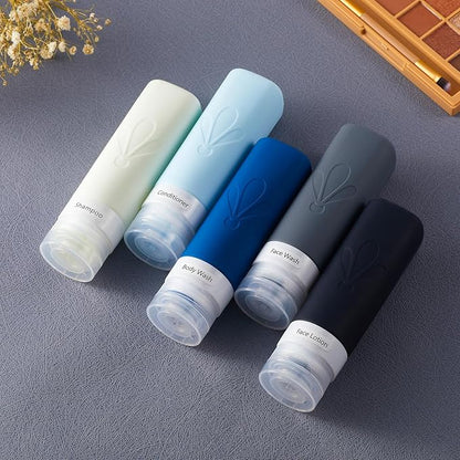 INSFIT Travel Bottles for Toiletries, TSA Approved 3oz Travel Size Containers, BPA Free Leak Proof Squeezable Silicone Tubes for Shampoo Conditioner Lotion Soap with Labels