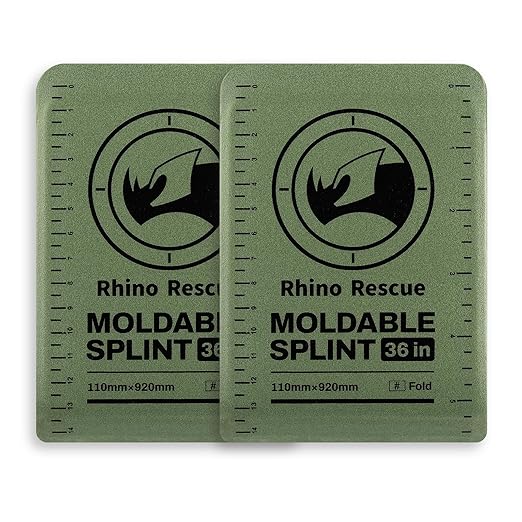 RHINO RESCUE First Aid Splint 36" X 4.3" Green-Gray, Keep Bones in Position (2, Folded)