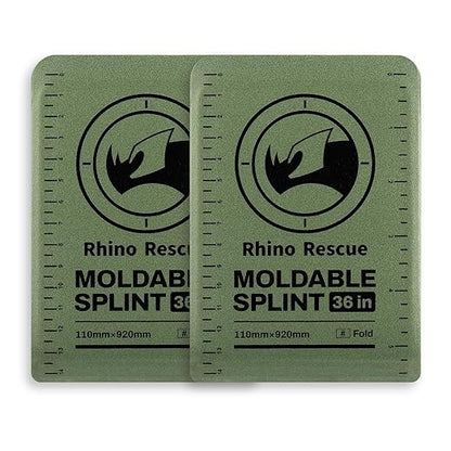 RHINO RESCUE First Aid Splint 36" X 4.3" Green-Gray, Keep Bones in Position (2, Folded)