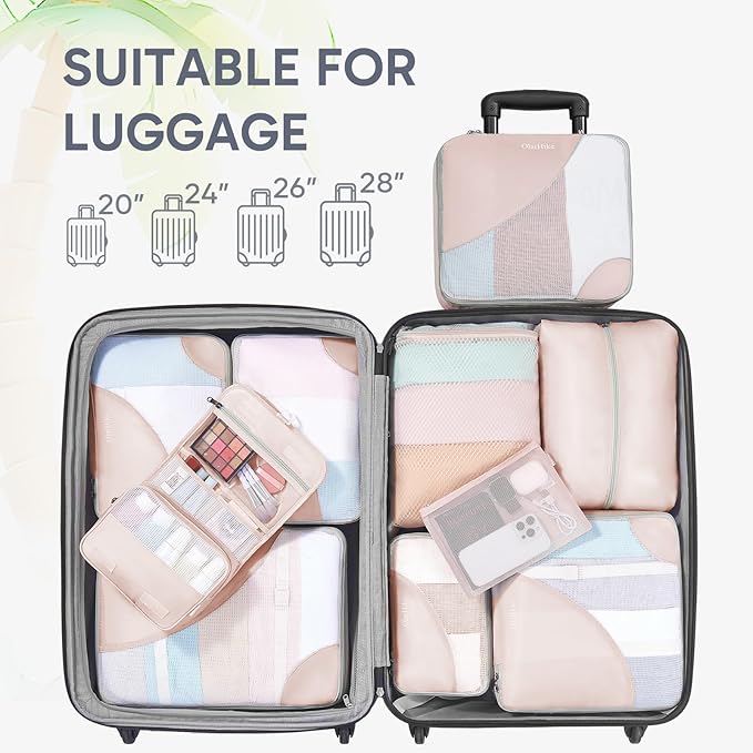 ALL INCLUDED 10 Set Durable Packing Cubes for Suitcases,Gifts for Women Mom, UPGRADED Anti-Tear Stitching, NEW Improved Luggage Packing Organizers for Travel Accessories (Beige)