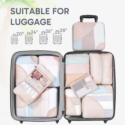 ALL INCLUDED 10 Set Durable Packing Cubes for Suitcases,Gifts for Women Mom, UPGRADED Anti-Tear Stitching, NEW Improved Luggage Packing Organizers for Travel Accessories (Beige)