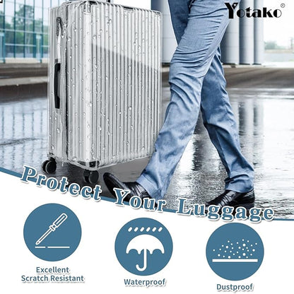 Yotako Upgraded Zippered Clear PVC Suitcase Cover, 20 Inch Luggage Covers for Suitcase Luggage Protector Suitcase Cover 20''