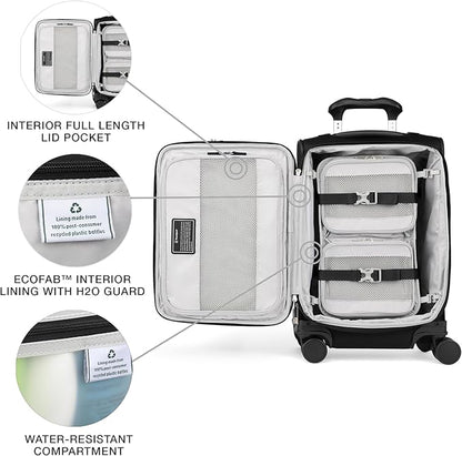 Travelpro VersaPack+ Lightweight Softside Expandable Carry on Luggage, 8 Spinner Suitcase, TSA Lock, Men and Women, Carry On 21-Inch, Black