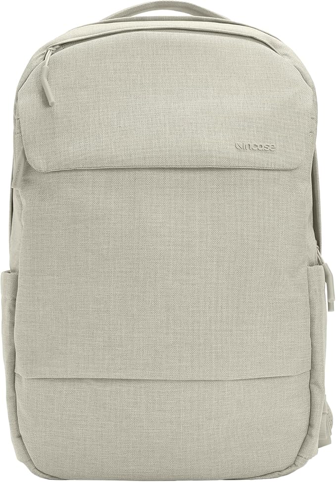 Incase Crosstown Backpack – 20L Everyday Laptop Backpack for Work, Travel – 16" Faux Fur Laptop Sleeve, External Front Pocket, Water Bottle Pockets, Travel Pass Through - Limestone