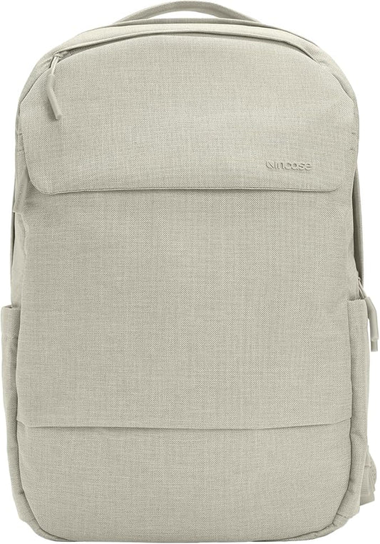 Incase Crosstown Backpack – 20L Everyday Laptop Backpack for Work, Travel – 16" Faux Fur Laptop Sleeve, External Front Pocket, Water Bottle Pockets, Travel Pass Through - Limestone