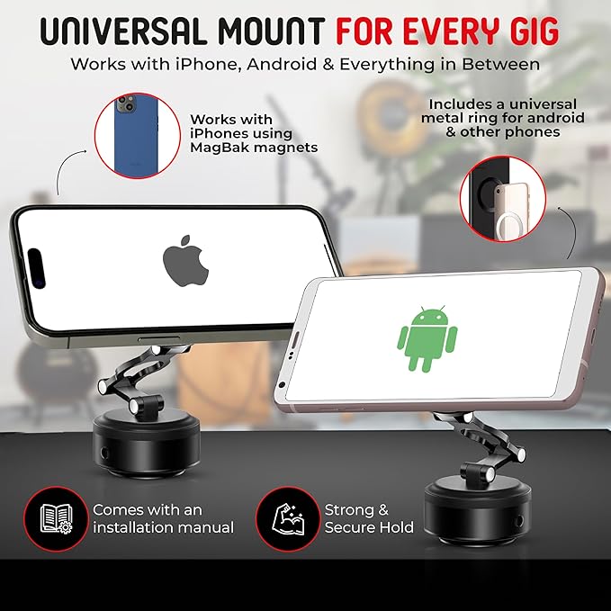 Strum Screen Guitar Phone Mount – Hands-Free Phone Holder with Vacuum Suction for Guitar – Perfect for Watching Tutorials & Tabs – Universal Fit for Guitar Players