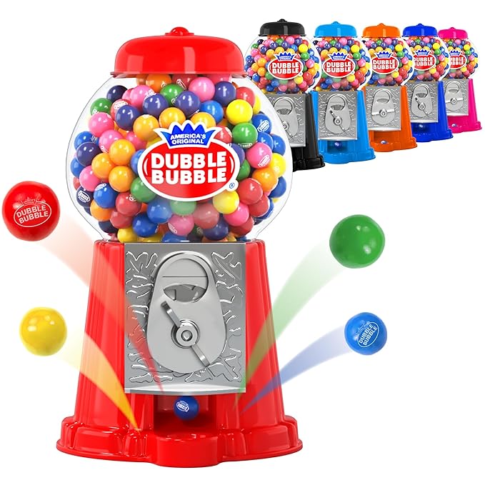 Gumball Machine for Kids 8.5" - Coin Operated Bubble Gum Machine and Toy Bank - Candy Machine Dispenser Includes 85 Gum Balls - Great Candy Dispenser Machine Gift Toys for Girls and Boys (Red)