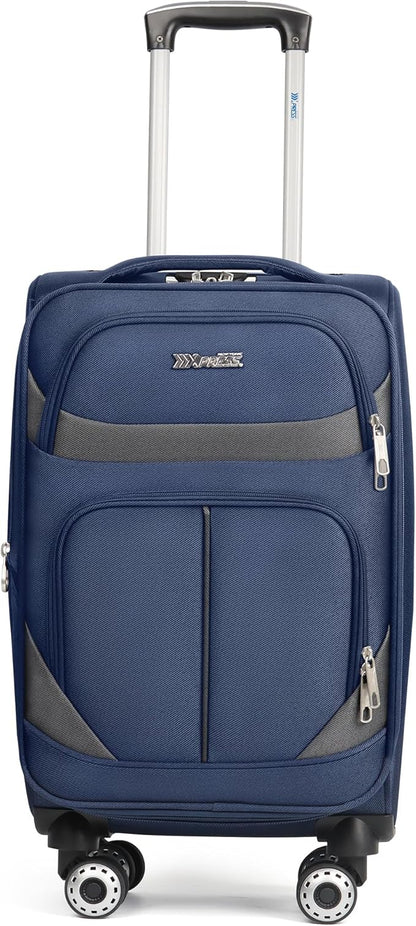 24'' Softside Expandable 15% Rolling Luggage with Double Spinner Wheels & w/LOCK,Lightweight Travel Luggage for Men Women（Navy-Grey,24in）