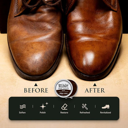 Shoe Polish Kit 13PC Shoe Shine Leather Boot Shoe Care Set Mink Oil Brushes and More for Gentle Care Cleaning