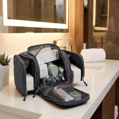 Bago Travel Toiletry Bag for Women and Men - Large Waterproof Hanging Toiletry Bag for Bathroom and Travel Bag for Toiletries Organizer (Snow Black)