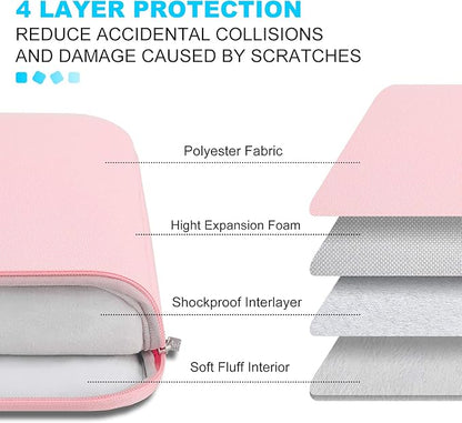 Lacdo Laptop Sleeve Case for 14 inch New MacBook Pro M5/M4/M3/M2/M1 Chips Pro Max A3434 A3112 A3401 A3185 A2918 A2992 2025-2021, 13.8" 13.5" Microsoft Surface Laptop 7th 6 5 4 3 Computer Bag, Pink