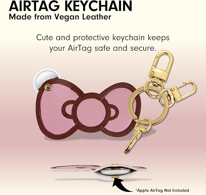 Sonix Keychain Case Compatible with Apple AirTag | Protective AirTag Cover Keychain Charm (Hello Kitty Pink Bows)