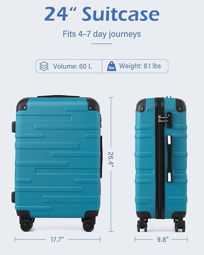 Coolife Luggage Suitcase Carry-on Hardside Travel Luggage TSA Lock Spinner Telescopic Handle