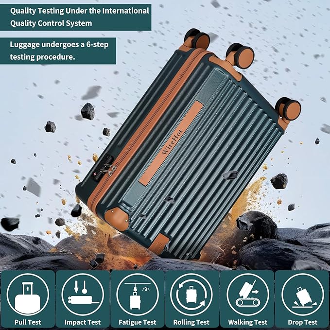 22x14x9 Airline Approved Vintage Style Carry On Luggage with Backpack Sets, ABS+PC Hardshell Small 20 inch Retro Suitcase with Protective Cover & Tag (Teal Blue, 20in/BP/TB)