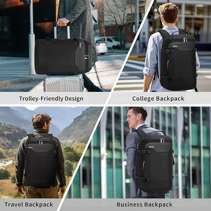 Vacuum Backpack Travel, Vacuum Seal Compression Travel Backpack with Pump, Laptop Compartment, 60L Expandable Water Resistant Business Carry-On Backpack Vacuum Gifts for Travel/College/Camping