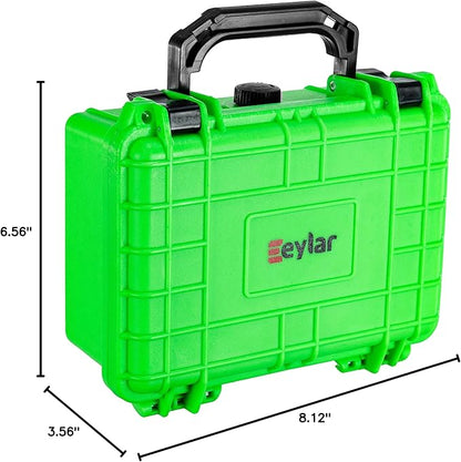 Eylar Protective Hard Case Water & Shock Proof w/Foam TSA Approved 8.12 inch 6.56 inch 3.56 inch (Neon Green)