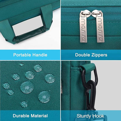 MOSISO Laptop Shoulder Bag 15.6 inch, 15-15.6 inch Computer Bag Compatible with MacBook Pro 16 inch, HP, Dell, Lenovo, Notebook with 2 Raised&1 Flapover&1 Horizontal Pocket&Handle&Belt, Teal Green