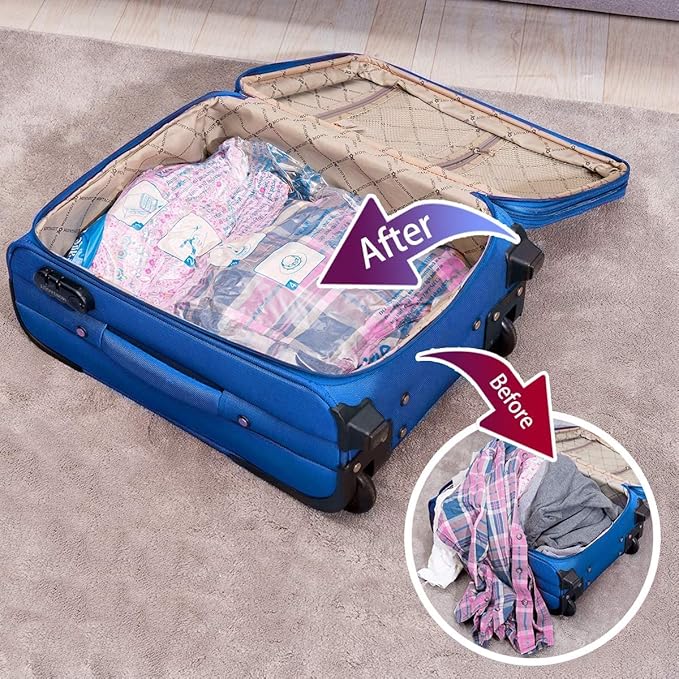6 XXL Vacuum Storage Bags Jumbo, Space Saver Sealer Bags, for Clothes, Pillows, Comforters, Blankets, Bedding