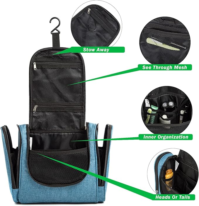 Bago Travel Toiletry Bag for Women and Men X-Large Waterproof Hanging Large Toiletry Bag for Bathroom and Travel Bag for Toiletries Organizer -Travel Makeup Bag (SnowBlue)