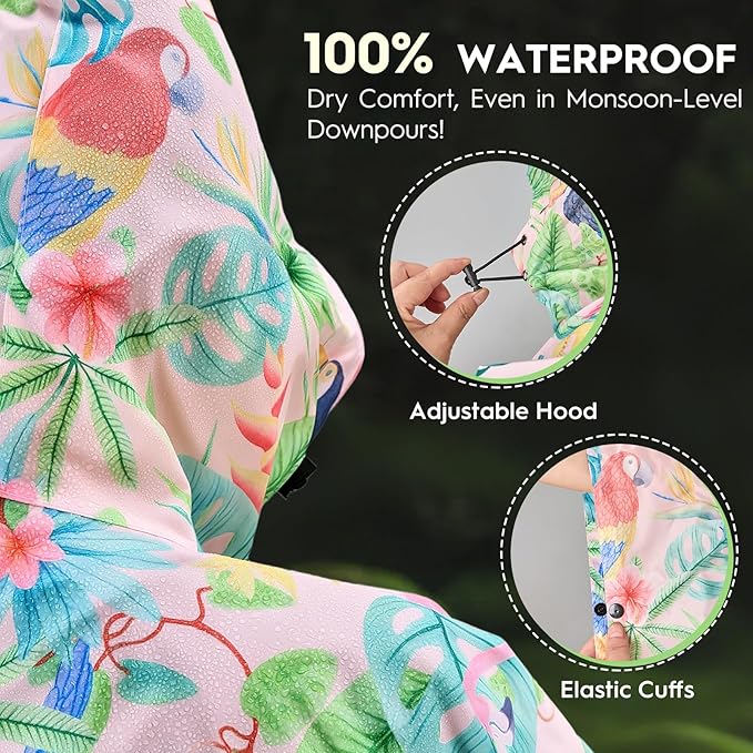 Bruvoalon 3-in-1 Rain Poncho with 1/4 Zip & Chest Pocket, Waterproof, Sunshade, Ground Mat for Adults & Youth Emergency
