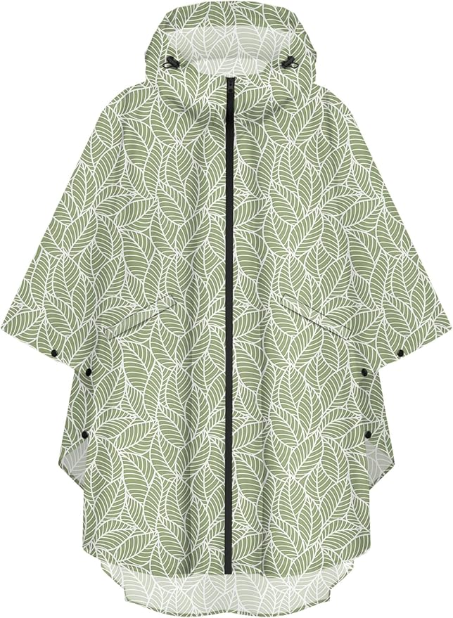 PTEROMY Hooded Rain Poncho for Adult with Pocket and Zipper, Waterproof Lightweight Raincoat for Men and Women