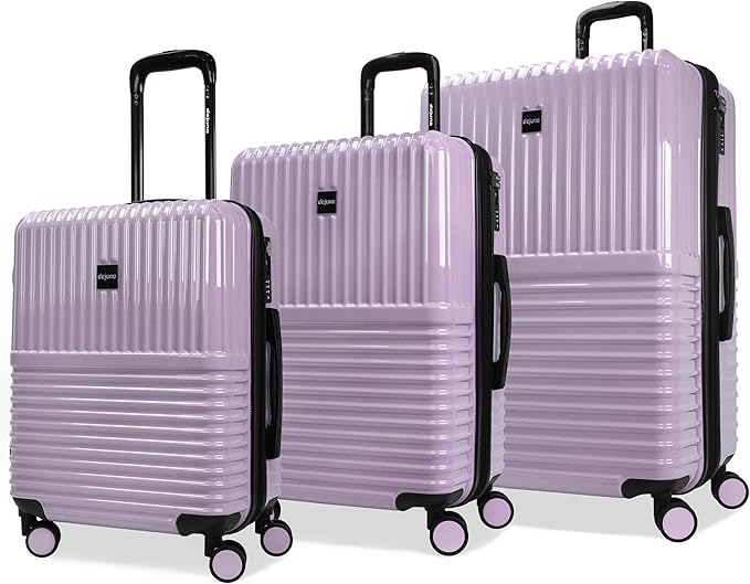 World Traveler Dejuno Tonal 3-Piece Polycarbonate Lightweight Hardside Expandable Spinner Luggage Set with TSA Lock - Lavender