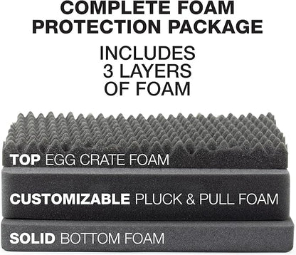 Waterproof Hard Case - Crushproof & Dustproof - Foam Protection - Pressure Equalization Valve - Portable Protective Storage Box for Travel, Hunting, Military, Tactical - 19-Inch (Black)